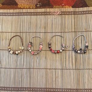 Set of 4 Silver and Gold Charm Bracelets